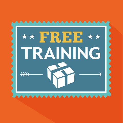 Stamp labeled 'Free Training' with a box icon.
